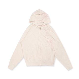 [MOROMORO] bow embroidered hoodie