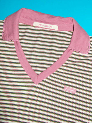 [MOROMORO] striped polo top