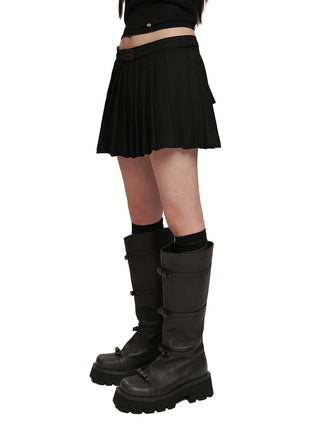 [MOROMORO] pleated bow skirt