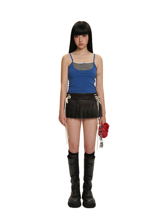 [MOROMORO] plaid bandage skirt