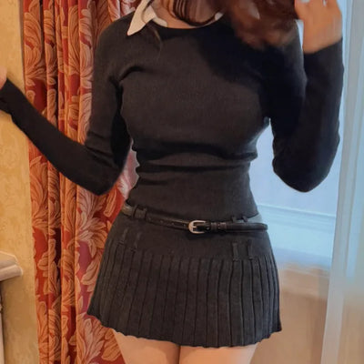 pleated knit dress