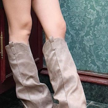 fold suede boots