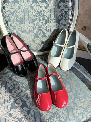 enamel Mary Jane flats