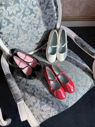 enamel Mary Jane flats