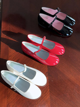 enamel Mary Jane flats