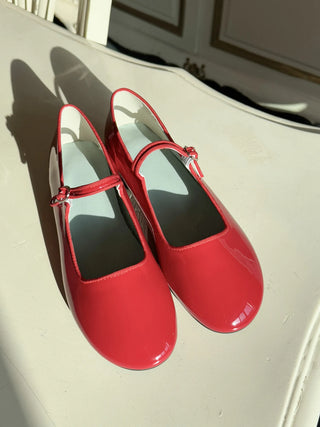 enamel Mary Jane flats