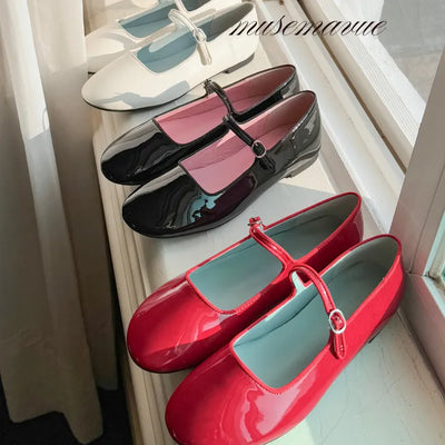enamel Mary Jane flats
