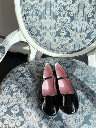 enamel Mary Jane flats