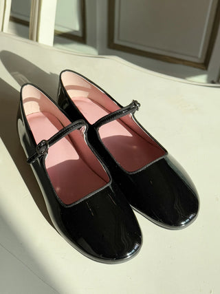 enamel Mary Jane flats