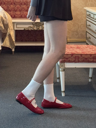 enamel Mary Jane flats