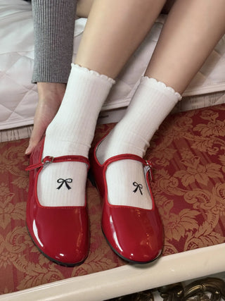 enamel Mary Jane flats