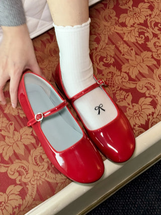 enamel Mary Jane flats