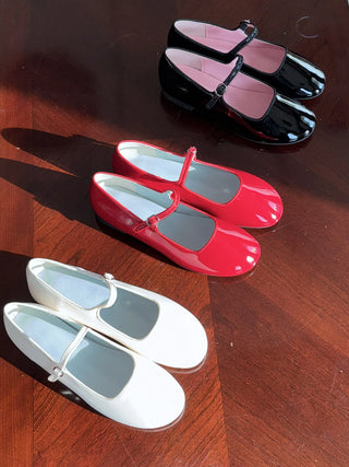 enamel Mary Jane flats
