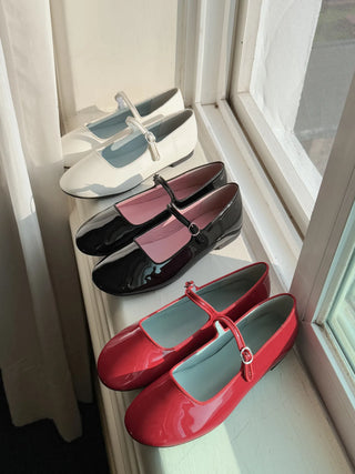 enamel Mary Jane flats