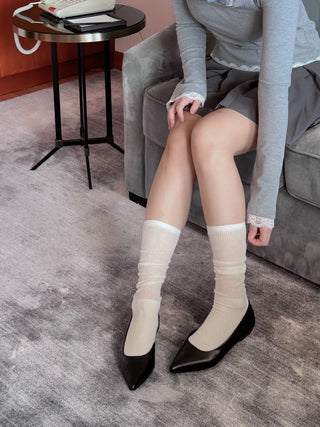 silver stiletto flats