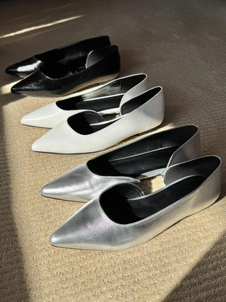 silver stiletto flats