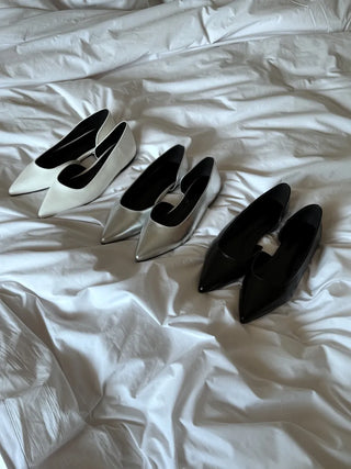 silver stiletto flats