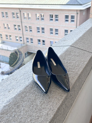 enamel stiletto flats