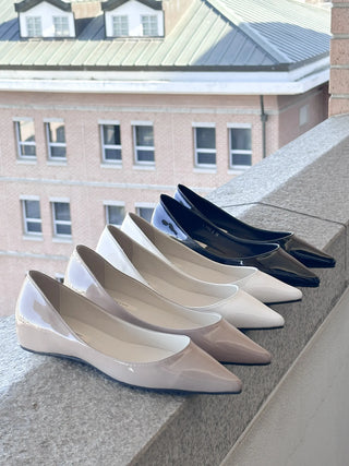 enamel stiletto flats