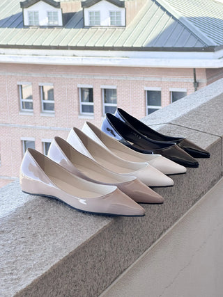enamel stiletto flats