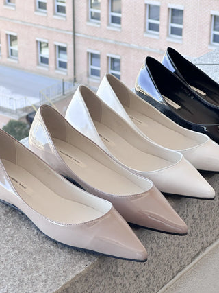 enamel stiletto flats