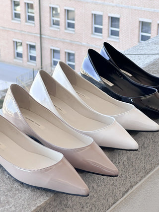 enamel stiletto flats
