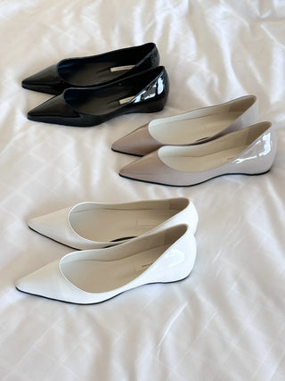 enamel stiletto flats