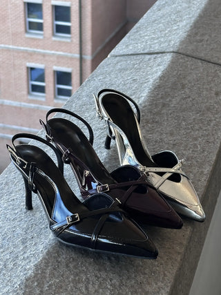 belt slingback heel