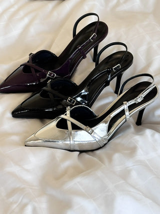 belt slingback heel