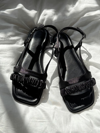 scrunchie strap sandals