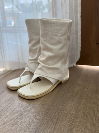 mesh linen boots