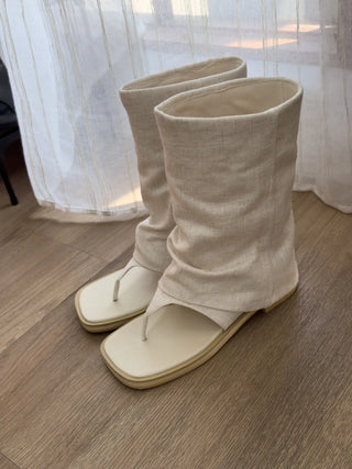 mesh linen boots