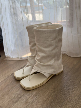 mesh linen boots