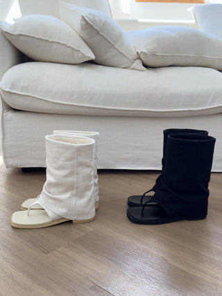 mesh linen boots