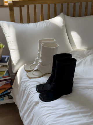 mesh linen boots