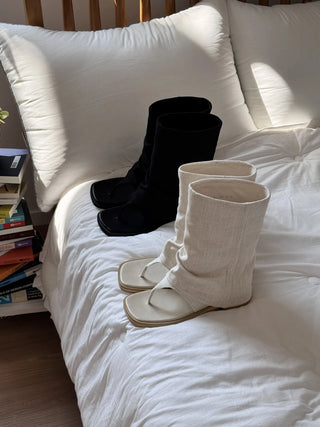 mesh linen boots