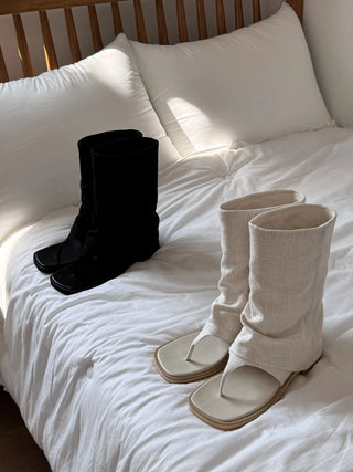mesh linen boots
