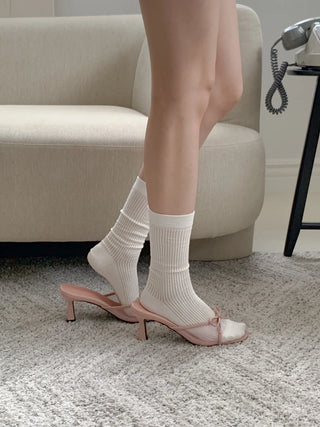 see-through mule heel