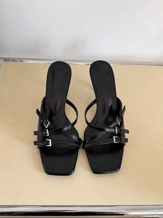buckle mule sandals