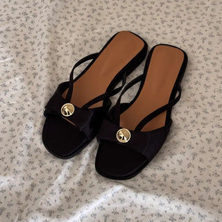 gold button slippers