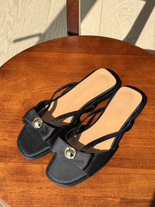 gold button slippers