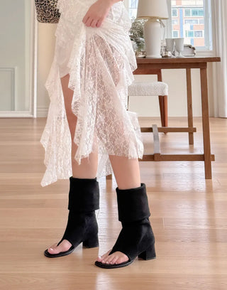 foldable suede boots