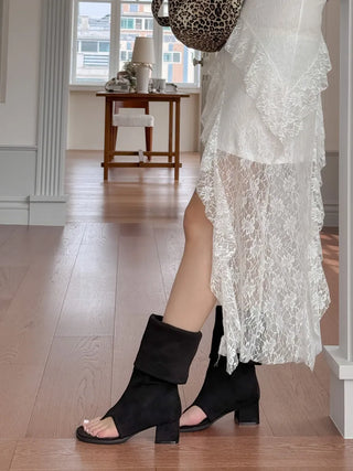 foldable suede boots