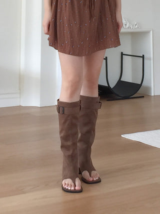 foldable suede boots