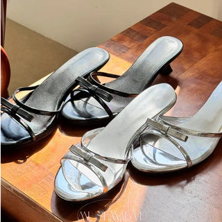 ribbon mule sandals