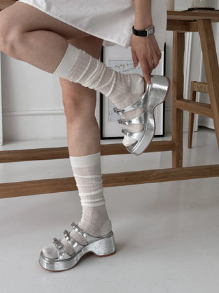 triple ribbon sandals