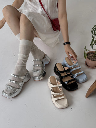 triple ribbon sandals