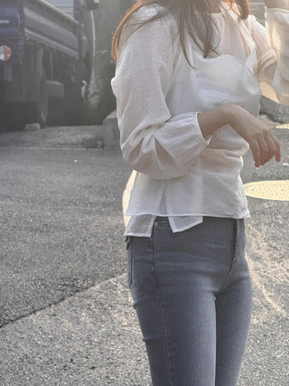 see-through bustier blouse