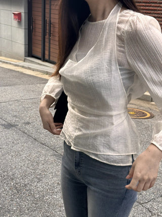 see-through bustier blouse