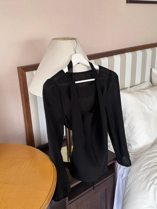 see-through bustier blouse